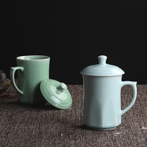 Brand Dragon Springs Green Porcelain Tea Cup Office Meeting Personal Tea Cup ceramic with lid home owner tea lover