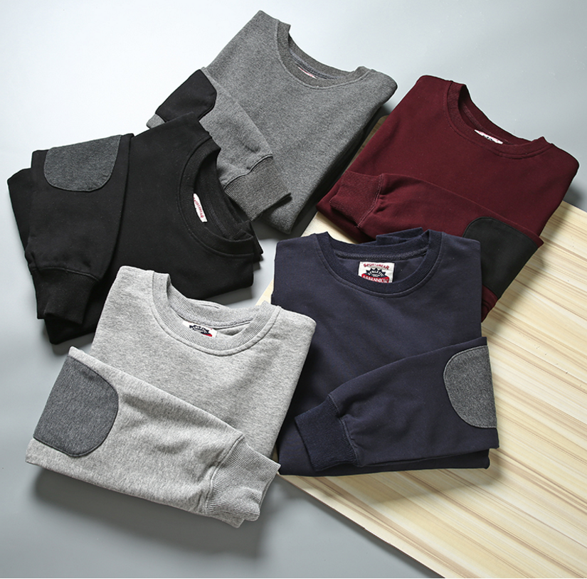 Foreign Trade Factory Tailstock Autumn winter men's water washed pure cotton wool circles Elbow Cloth Patch Round Collar Casual Thick Cotton Male Coat