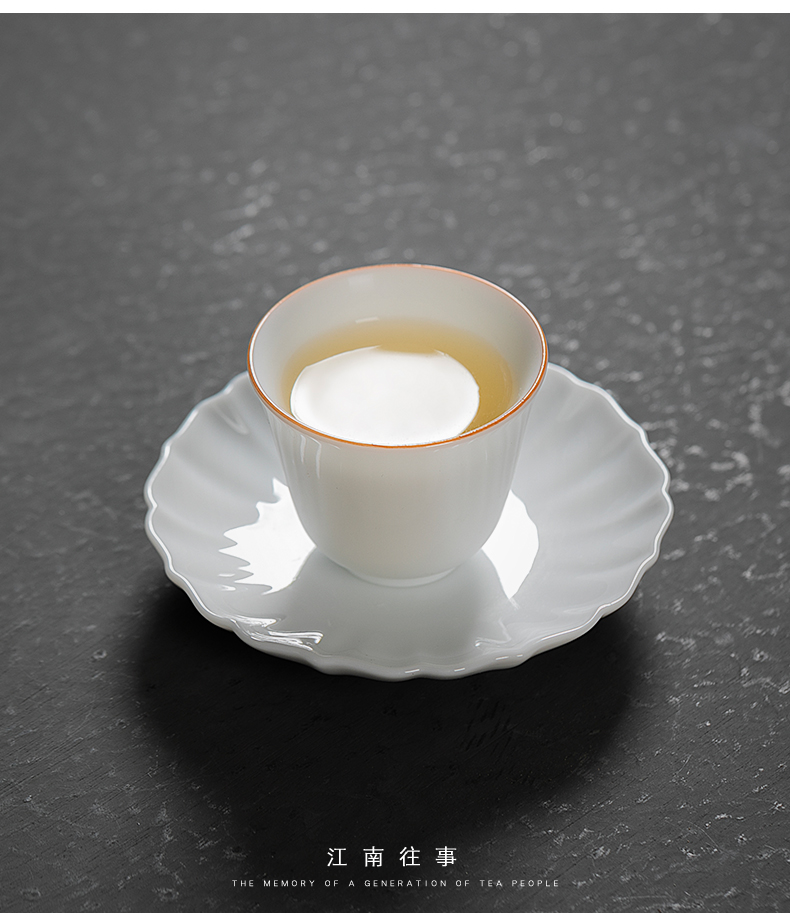 Jiangnan tea cup mat past kung fu tea tea accessories high white porcelain teacup pad tea cup saucer