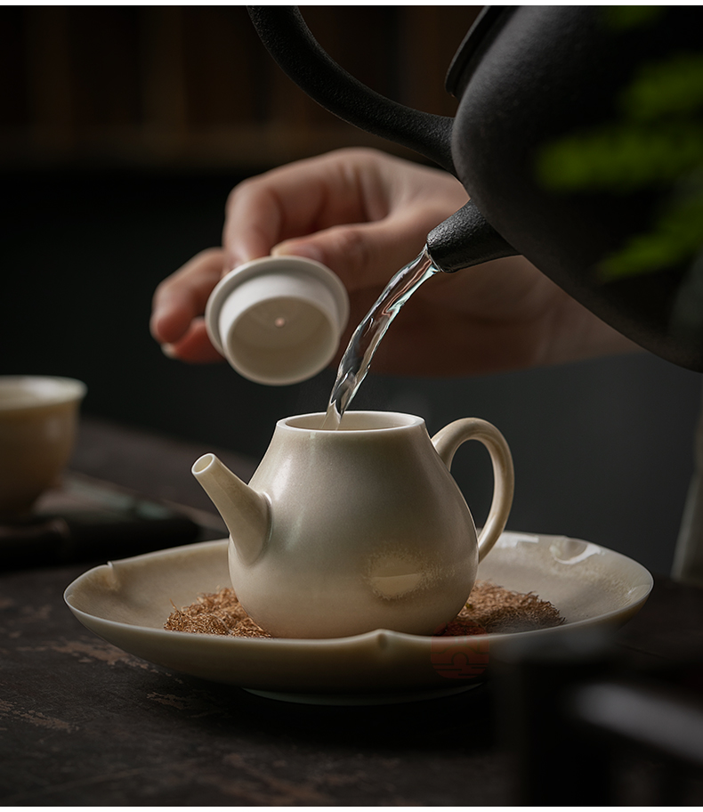 Jiangnan past plant ash little teapot ceramic household hand made firewood pear type pot of kung fu tea pot teapot