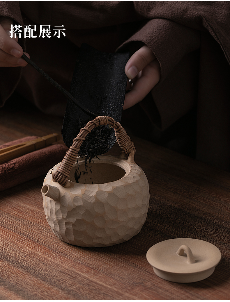 Jiangnan past the Japanese manual vines hammer coarse pottery teapot pu single girder pot pot small kung fu tea set