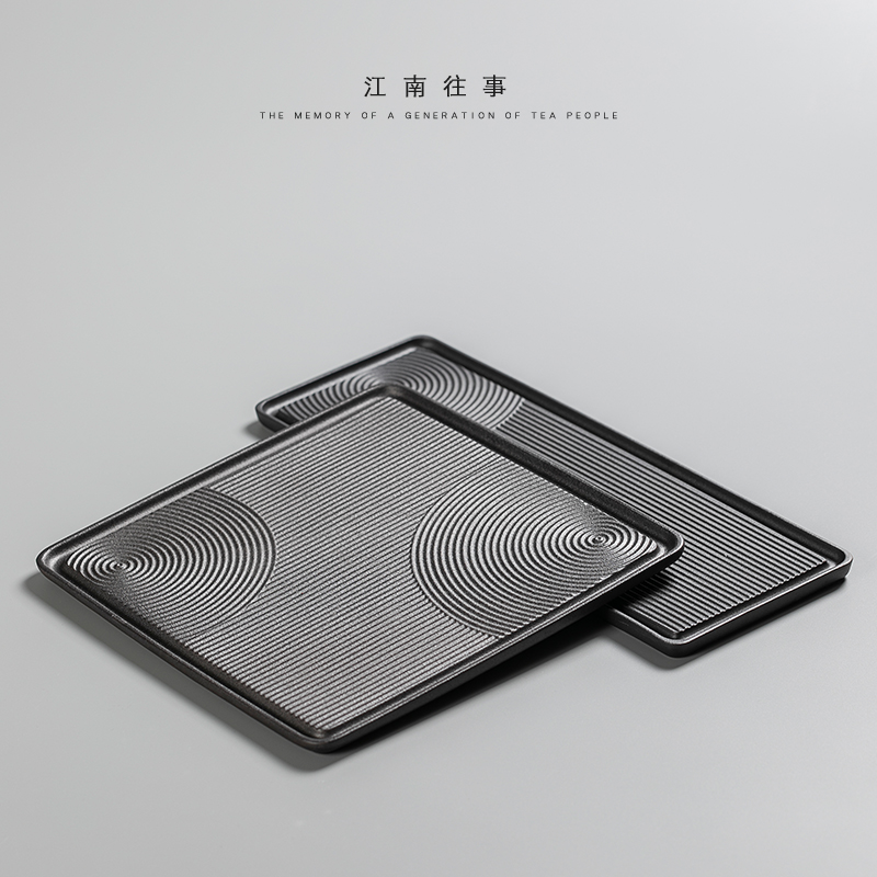 Jiangnan tea past small black pottery dry ground plate household dry landscape kunfu tea tray bearing small pot of tea