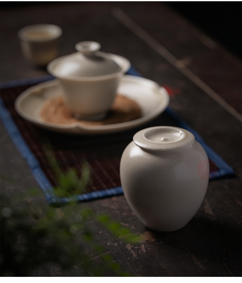 Jiangnan past caddy fixings ceramic pot hand burn of zen tea dust bin kung fu tea POTS sealed storage tank