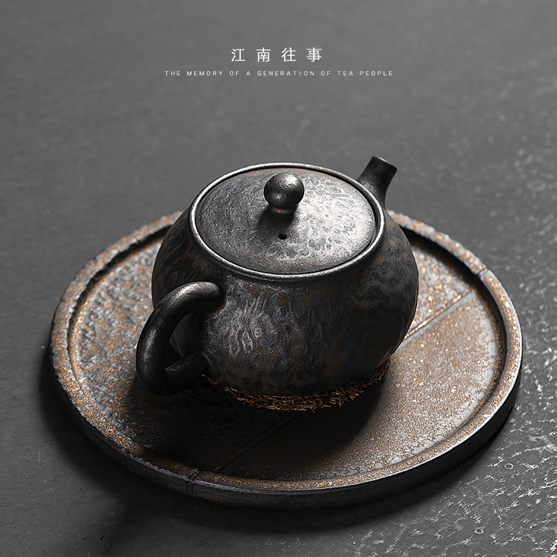 Jiangnan past kung fu tea set dry boundary between coarse pottery gold plate tea accessories bearing small tea table of the tea pot bearing caps