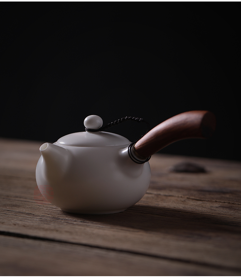 Jiangnan past China white porcelain little teapot suet jade teapot ceramic kung fu tea set single pot side put the pot