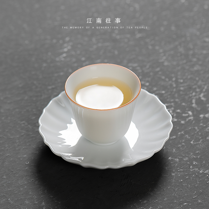 Jiangnan tea cup mat past kung fu tea tea accessories high white porcelain teacup pad tea cup saucer