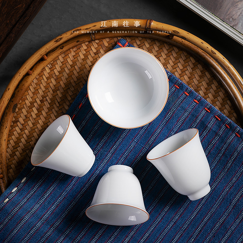 Jiangnan past small ceramic cups white porcelain sample tea cup kungfu single cup bowl with small single tea tea set, cup