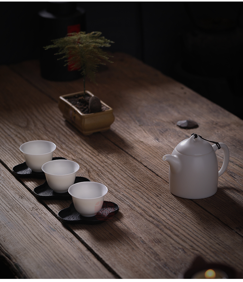 Jiangnan past little teapot kung fu tea set with white porcelain glossy glaze suet jade Qin Quan, single pot pot