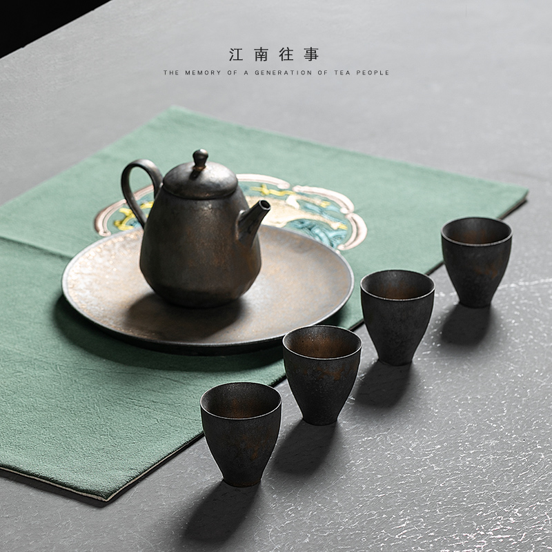 Jiangnan kung fu tea sets gold years past Japanese household contracted coarse ceramic teapot teacup zen