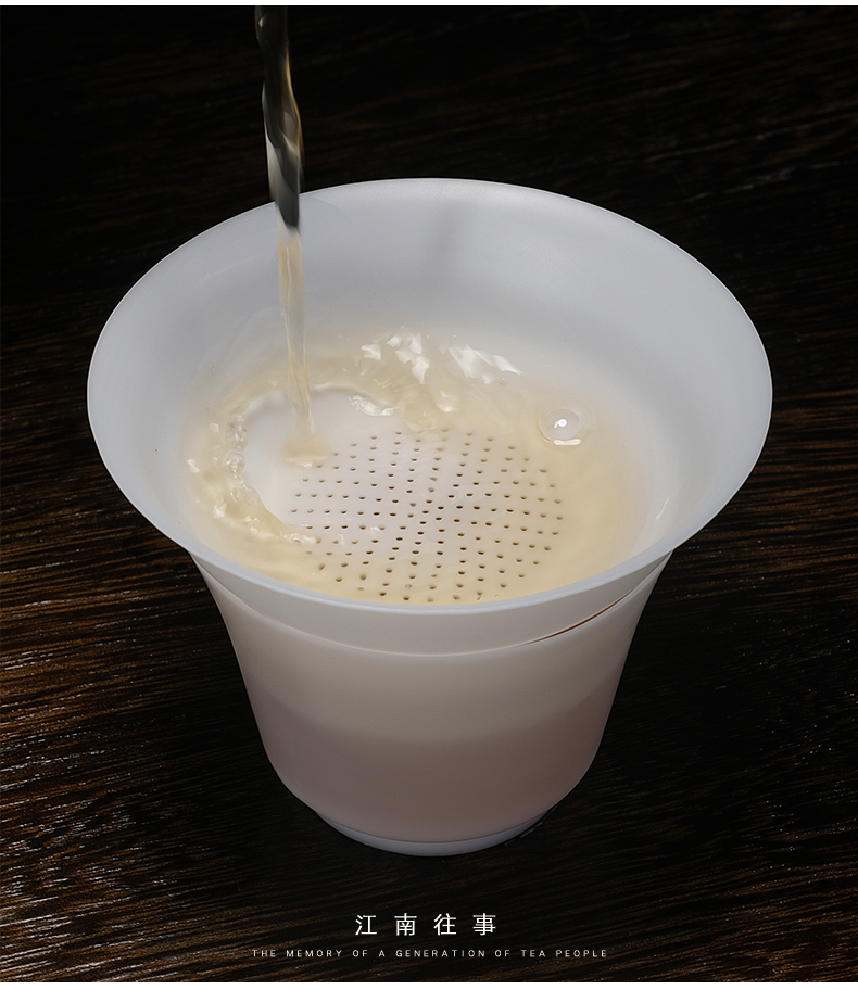 Jiangnan past suet jade) thin foetus porcelain white porcelain filter manually kung fu tea set ceramic tea accessories