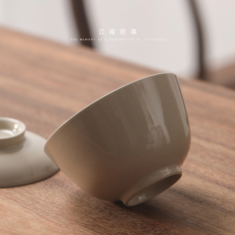 Jiangnan past plant ash glaze tureen kung fu tea tea bowl of household ceramic cups wide expressions using large tea bowl