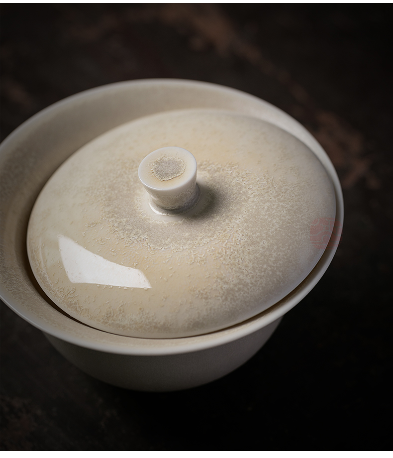 Jiangnan past manual plant ash glaze ceramic bowl tureen kung fu tea tea cup to burn only three cups of household