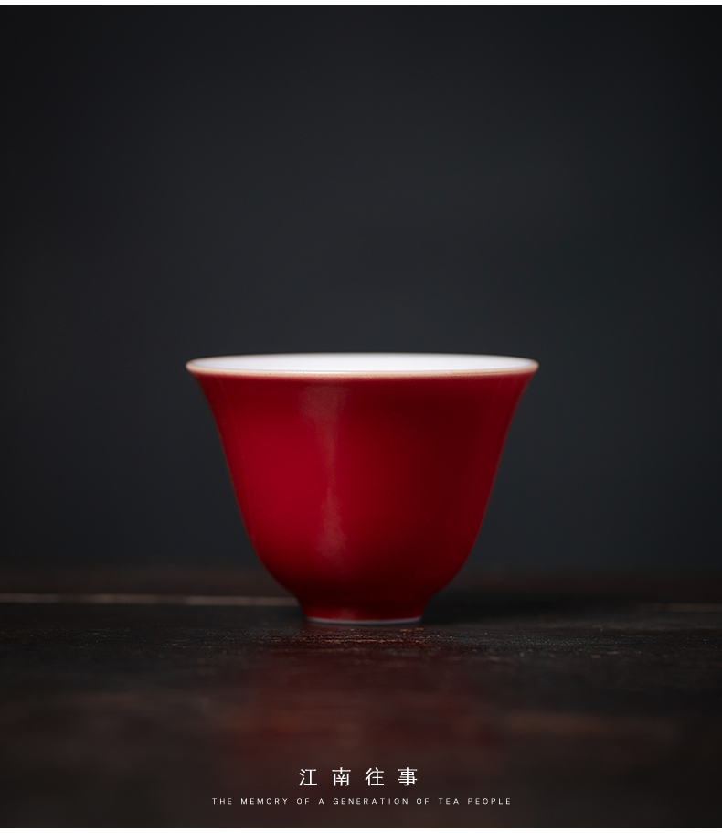 Small jiangnan past kung fu tea set ji red tureen household contracted tea gift set ceramic cups tea cup