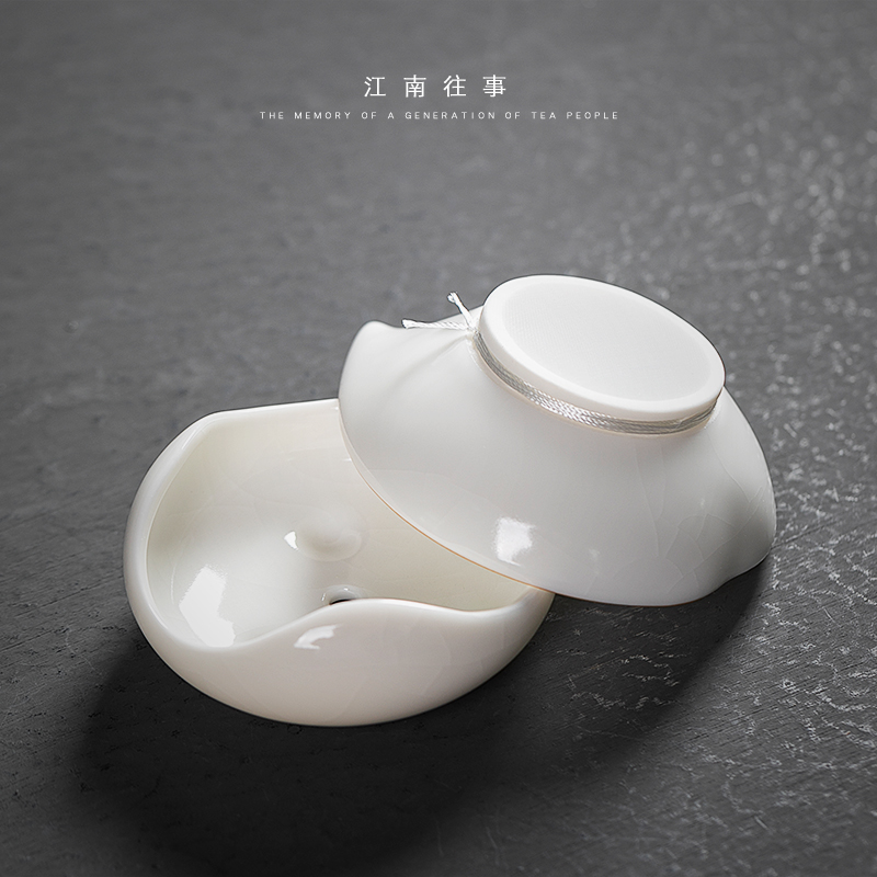 Jiangnan past white porcelain slice open your up kung fu tea tea tea accessories about jade fat) filter about tea