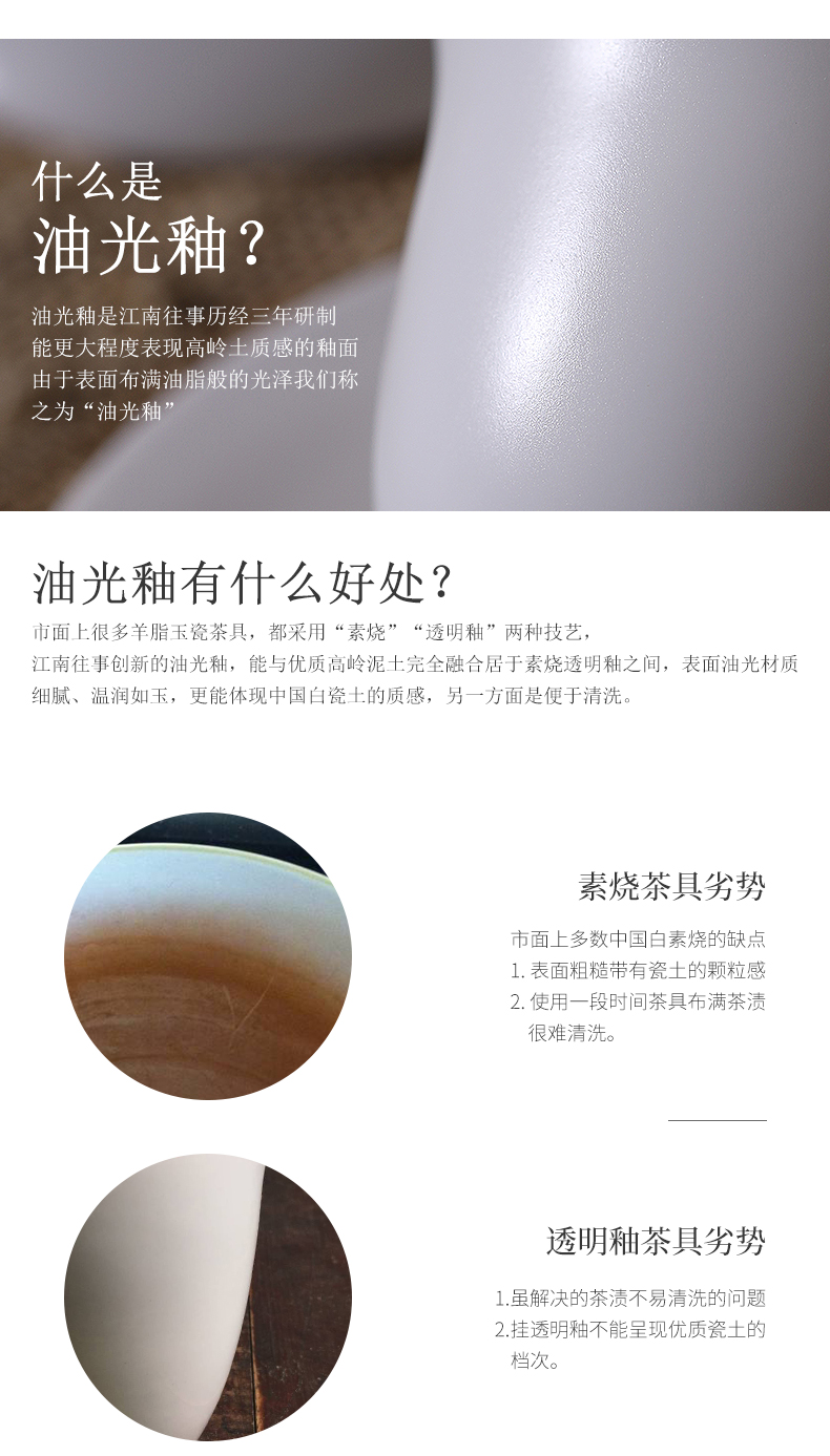 Jiangnan past China white porcelain tea set suit kung fu tea cup tea suet jade teapot 6 people