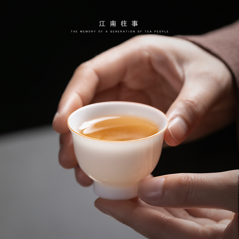 Jiangnan past small ceramic cups white porcelain sample tea cup kungfu single cup bowl with small single tea tea set, cup