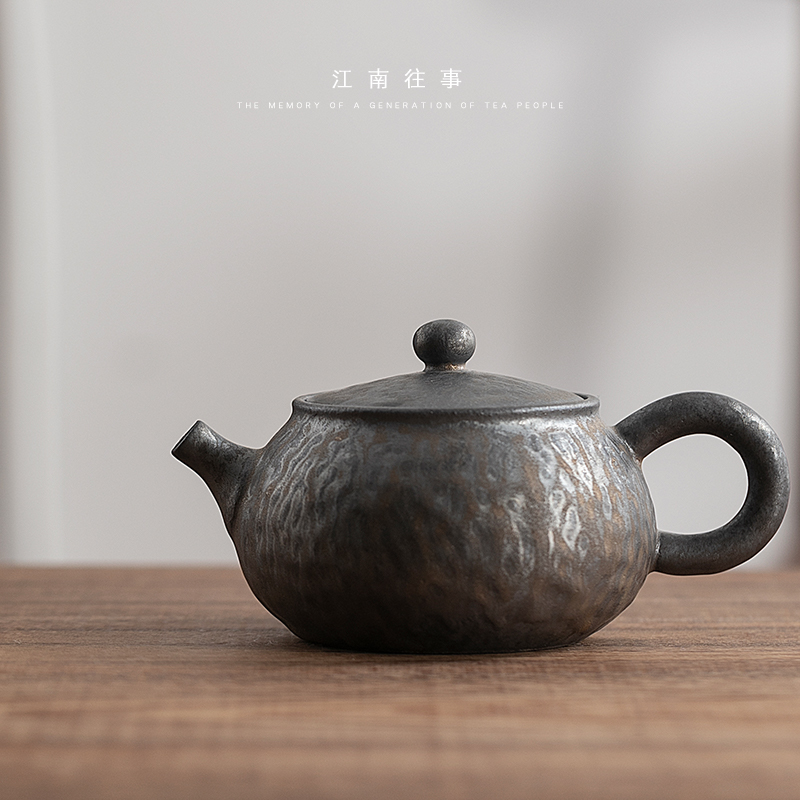 Jiangnan tea kettle past ceramic kung fu tea set coarse pottery pot of gold hammer zen household single pot of tea