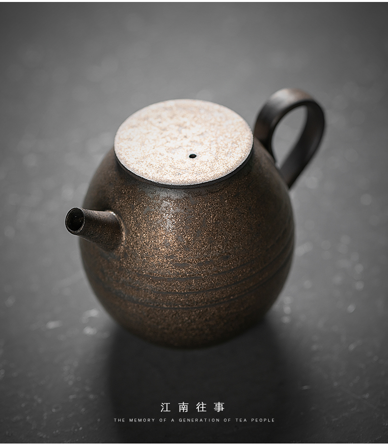 Jiangnan past retro rust glaze is putting pot of household ceramic teapot kung fu tea set single pot of Japanese little teapot
