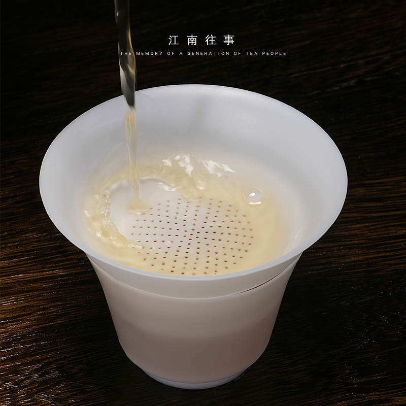 Jiangnan past suet jade) thin foetus porcelain white porcelain filter manually kung fu tea set ceramic tea accessories