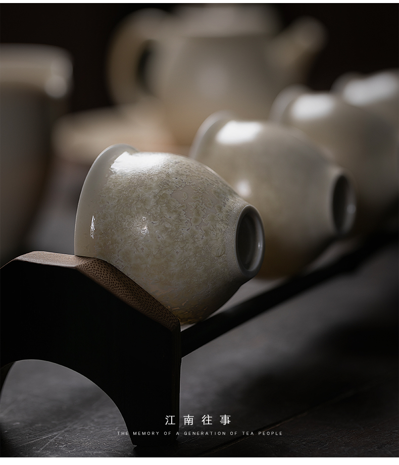 Jiangnan teapot teacup past kung fu suit household manual wood dust glaze ceramic tea set tea, complete set