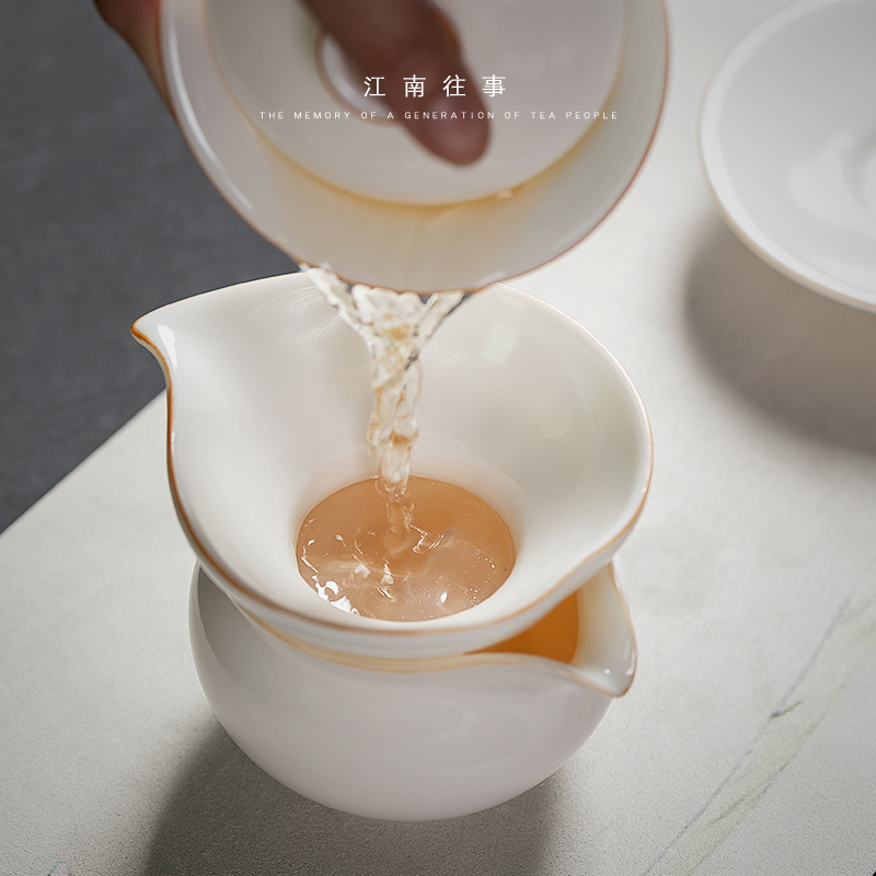 Jiangnan past white porcelain slice open your up kung fu tea tea tea accessories about jade fat) filter about tea