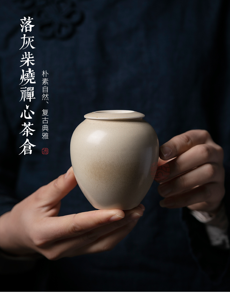 Jiangnan past caddy fixings ceramic pot hand burn of zen tea dust bin kung fu tea POTS sealed storage tank