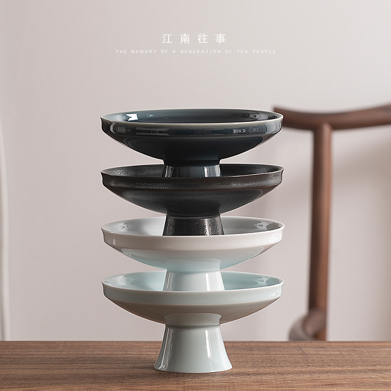 Jiangnan tea tray compote tea Chinese style restoring ancient ways past ceramic high home sitting room tea fruit nut plate