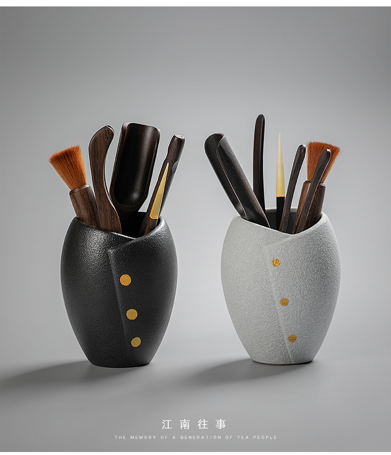 Jiangnan kung fu tea accessories ceramics past Japanese tea taking tea tray was furnishing articles 6 gentleman suit ebony combination