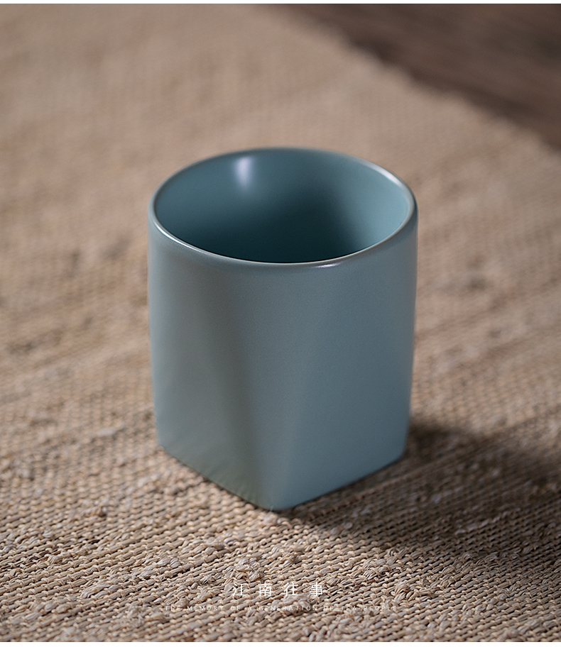 Jiangnan past your up sky blue square cup inside piece sample tea cup your porcelain ceramic cups kung fu tea masters cup