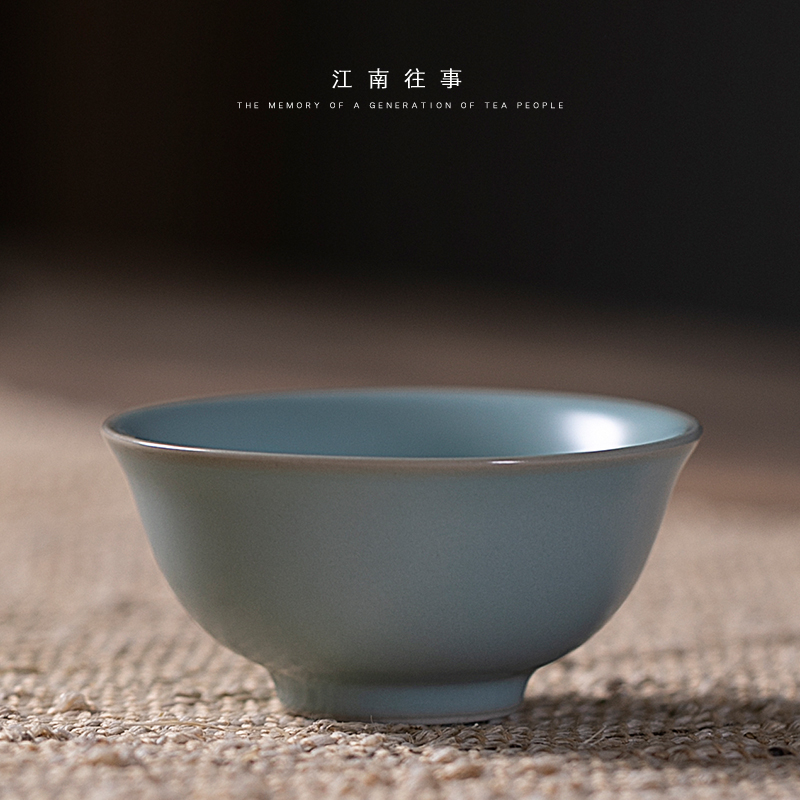 Jiangnan past your up sky blue small cup open kung fu tea cups, small glass ceramic sample tea cup single CPU