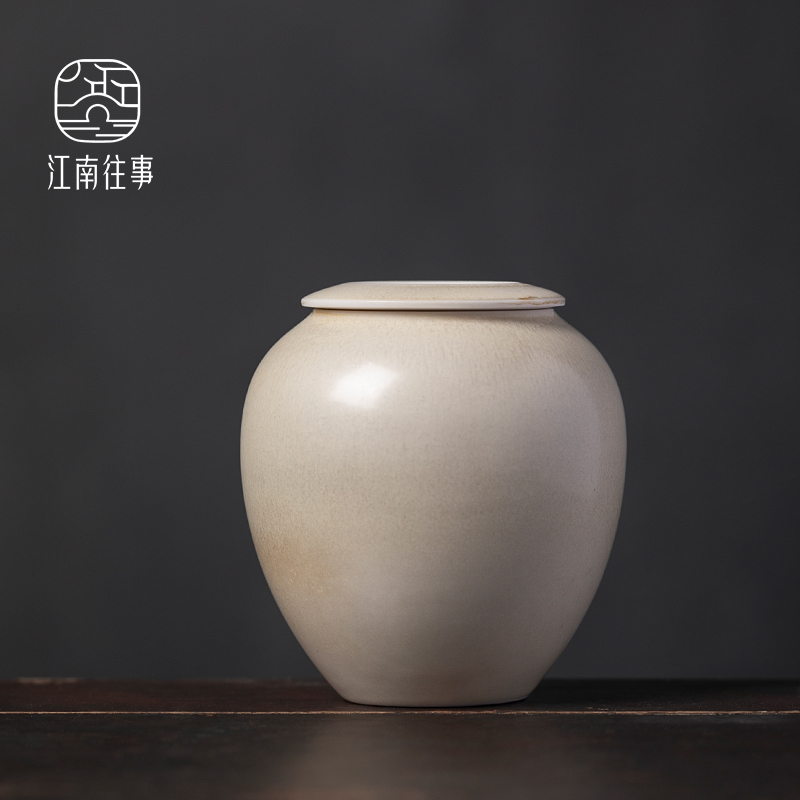 Jiangnan past caddy fixings ceramic pot hand burn of zen tea dust bin kung fu tea POTS sealed storage tank