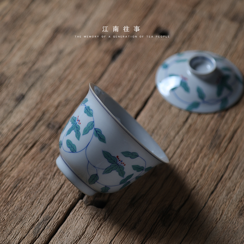 Jiangnan jingdezhen pure hand - made twinned trunks past small tureen Chinese style household ceramic cups kung fu tea bowl