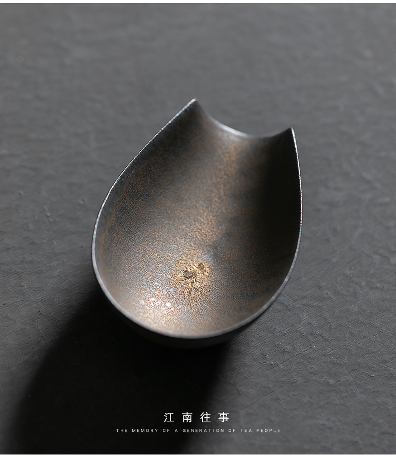 Jiangnan tea tea accessories fine gold lotus past rhyme ceramic kung fu tea tea, tea spoon teaspoon of tea tool