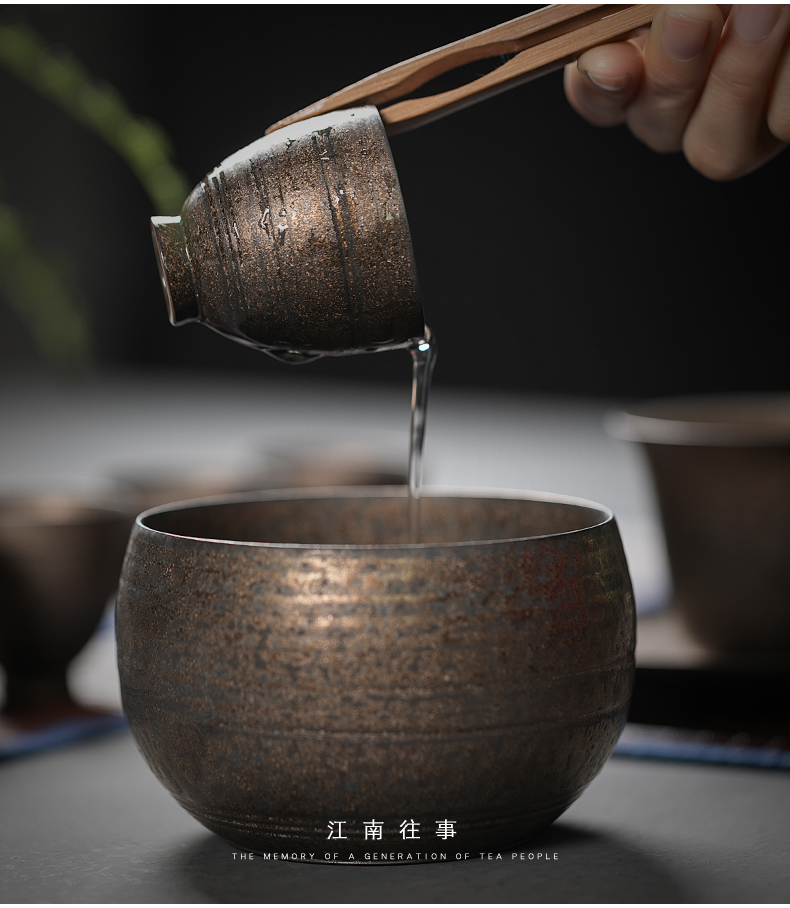 Jiangnan past retro manually rust glaze teapot kung fu tea set household ceramic tea set teapot teacup