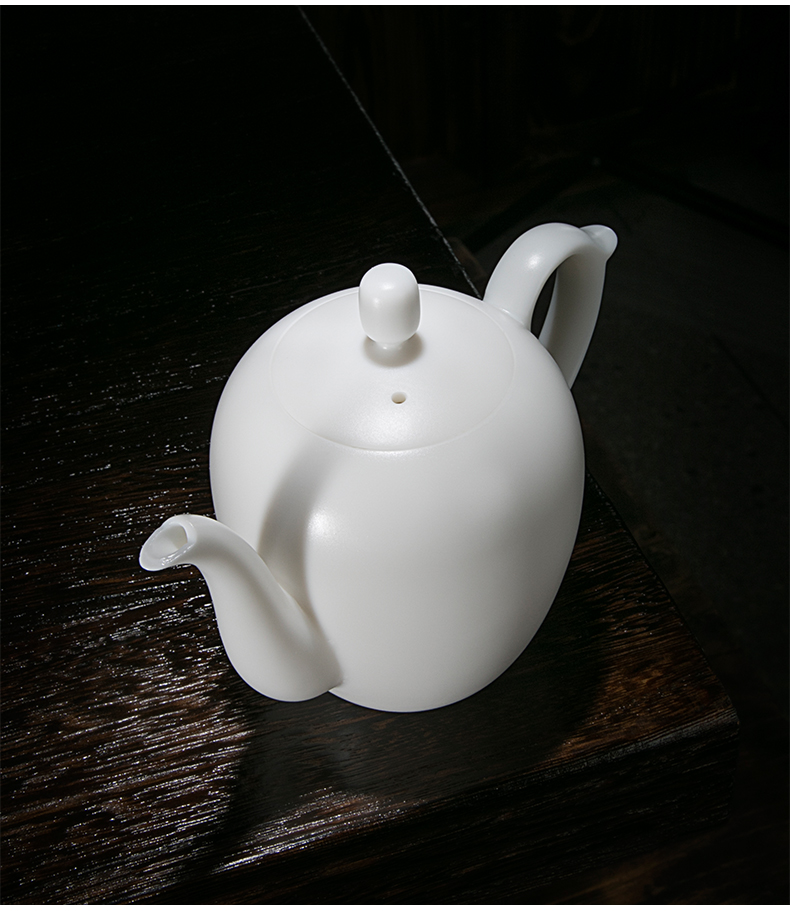 Jiangnan past China white porcelain teapot kung fu tea set ceramic teapot suet jade beauty shoulder single pot