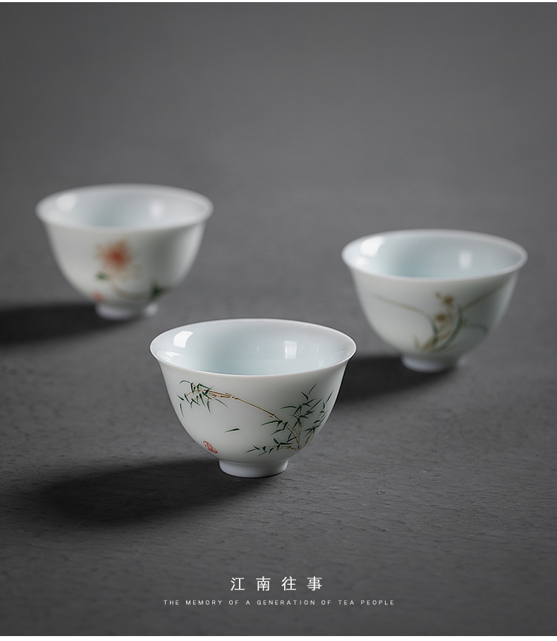 Jiangnan kung fu noggin past innocence koubei ceramic white porcelain of a single small tea cups, sample tea cup bowl