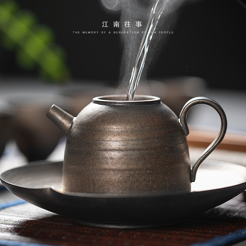 Jiangnan memories rust by hand small glaze ceramic teapot Japanese gold ceramic POTS kung fu tea set household single pot of restoring ancient ways