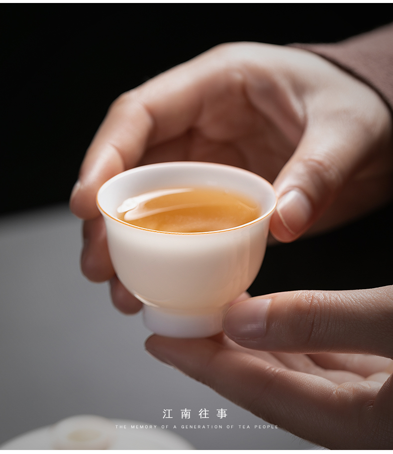 Jiangnan past small ceramic cups white porcelain sample tea cup kungfu single cup bowl with small single tea tea set, cup