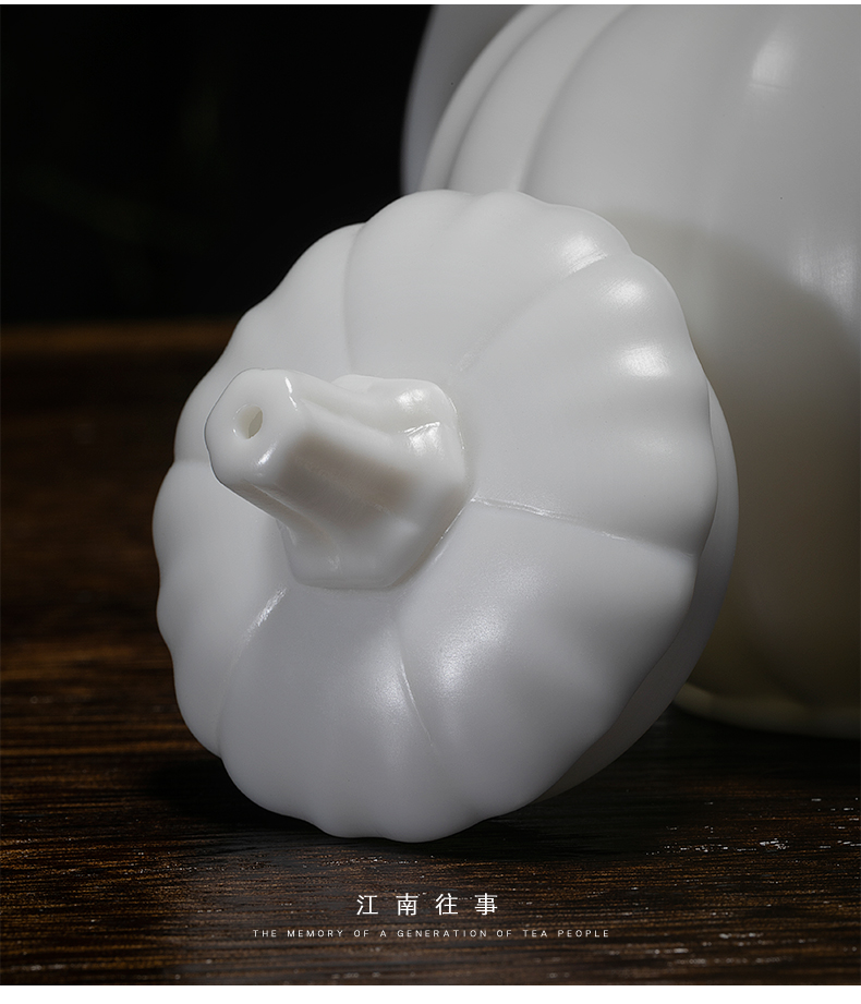 Jiangnan past dehua ceramic teapot suet jade Chinese white pumpkin pot of kung fu tea teapot gift boxes