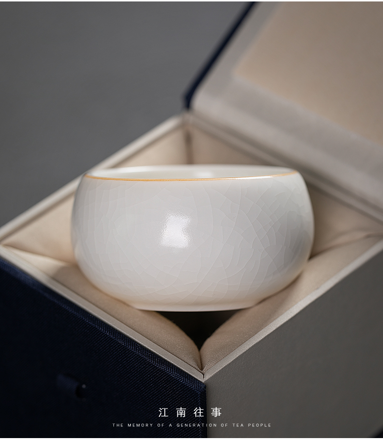 Jiangnan past your up suet jade white porcelain big meditation kung fu tea cup bowl tea sample tea cup, master cup