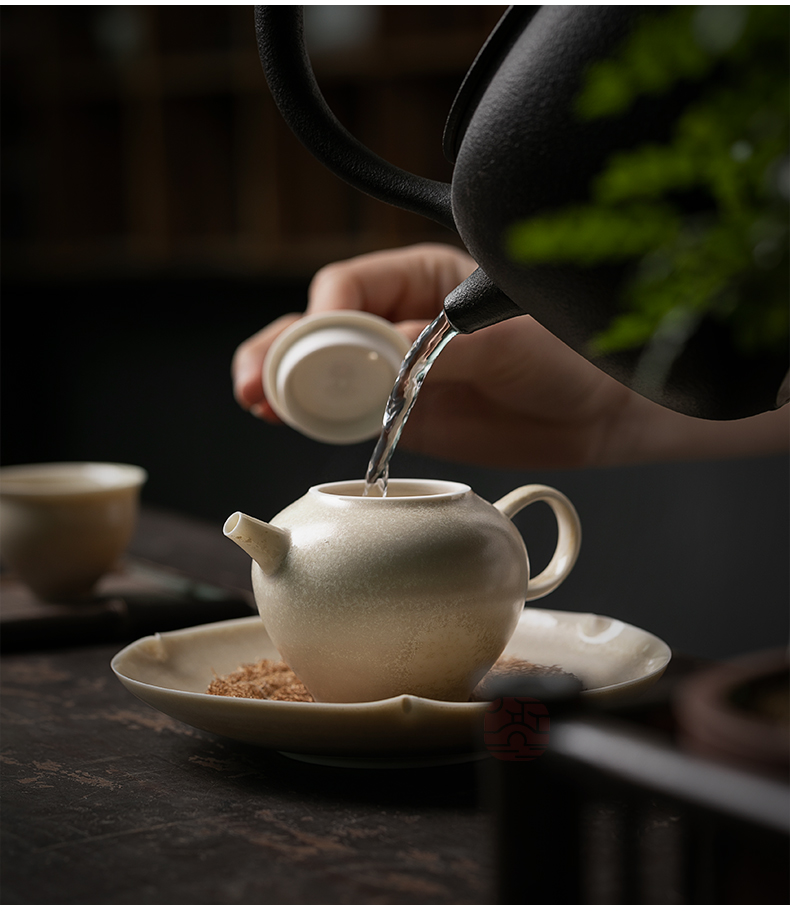 Jiangnan past kung fu small ceramic teapot tea tea set household manual firewood single pot plant ash teapot