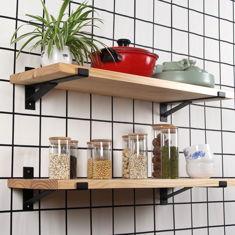 Bookshelves upper wall shelve bearing gravity strong solid wood lined with partition suspended partition hanging wall Plank Kitchen Laminate