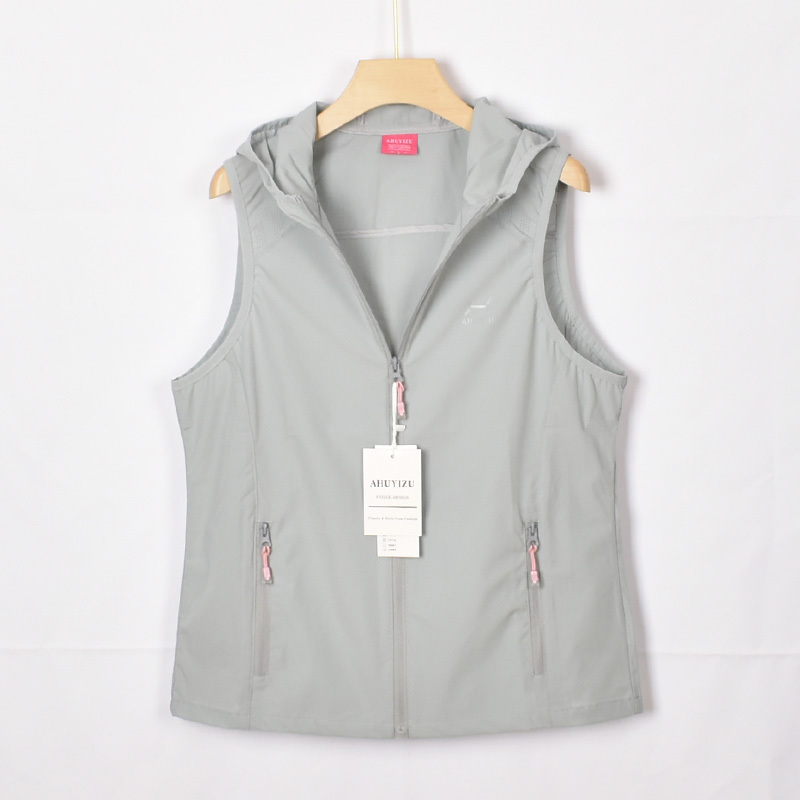 Foreign Trade Surplus Outdoor Sports Quick-Drying Vest, Summer Thin Single-Layer Hooded Vest for Women, Cycling and Hiking Vest