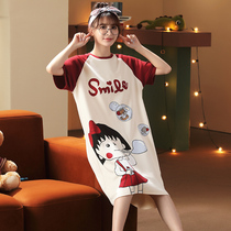 Summer womens pure cotton pajamas new breathable short-sleeved little girls cute air-conditioned clothes cartoon internet celebrity style summer clothes