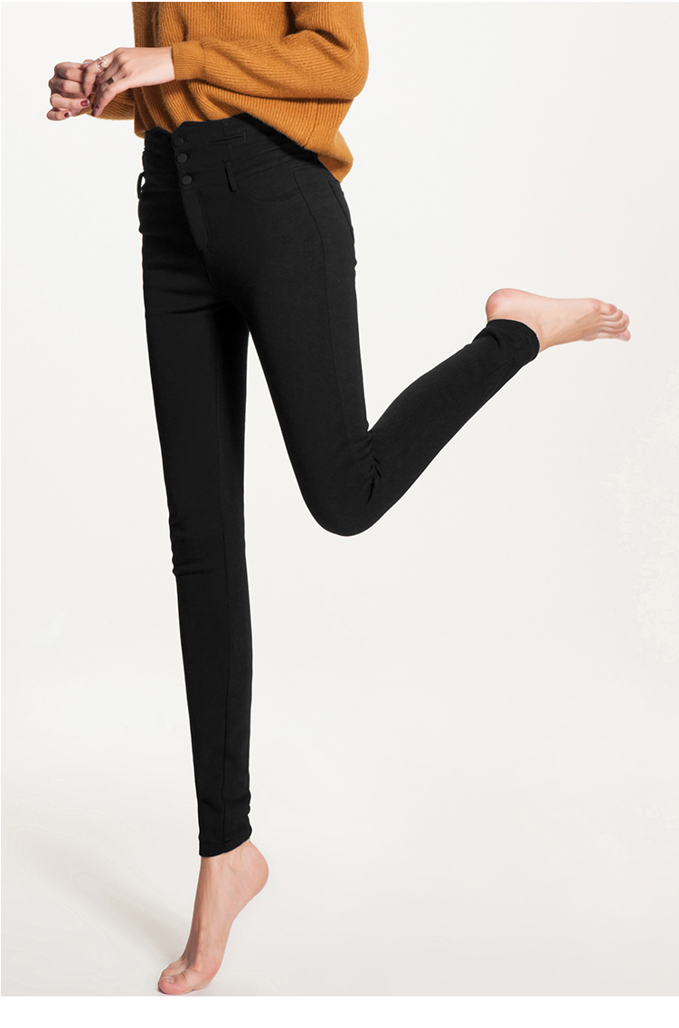Quần yiyang nữ khóa eo cao và quần legging nhung nữ mặc dày 2018 mới mùa đông quần dài chân dài quần nữ big size