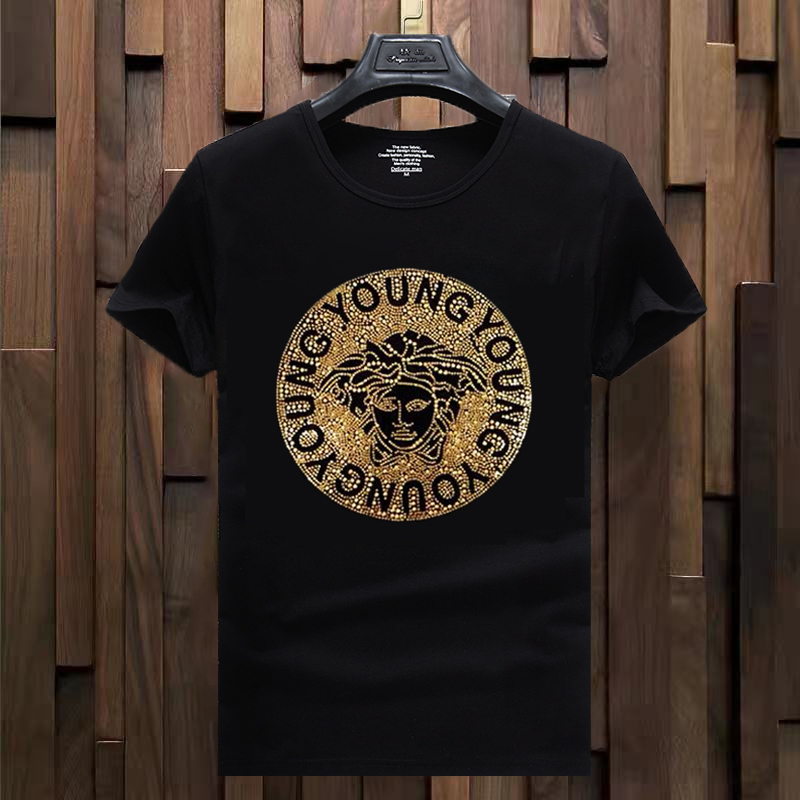 Fan Sizhuo Short-Sleeved T-Shirt Trendy Men's Summer European Station Round Neck Hot Diamond Male Youth Half-Sleeved Social Spirit Boy Large Size g