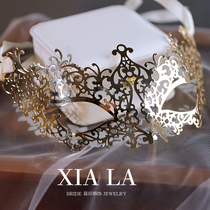 Xia La ancient style Hanfu mask golden exotic style stage half face mask masquerade Halloween party props