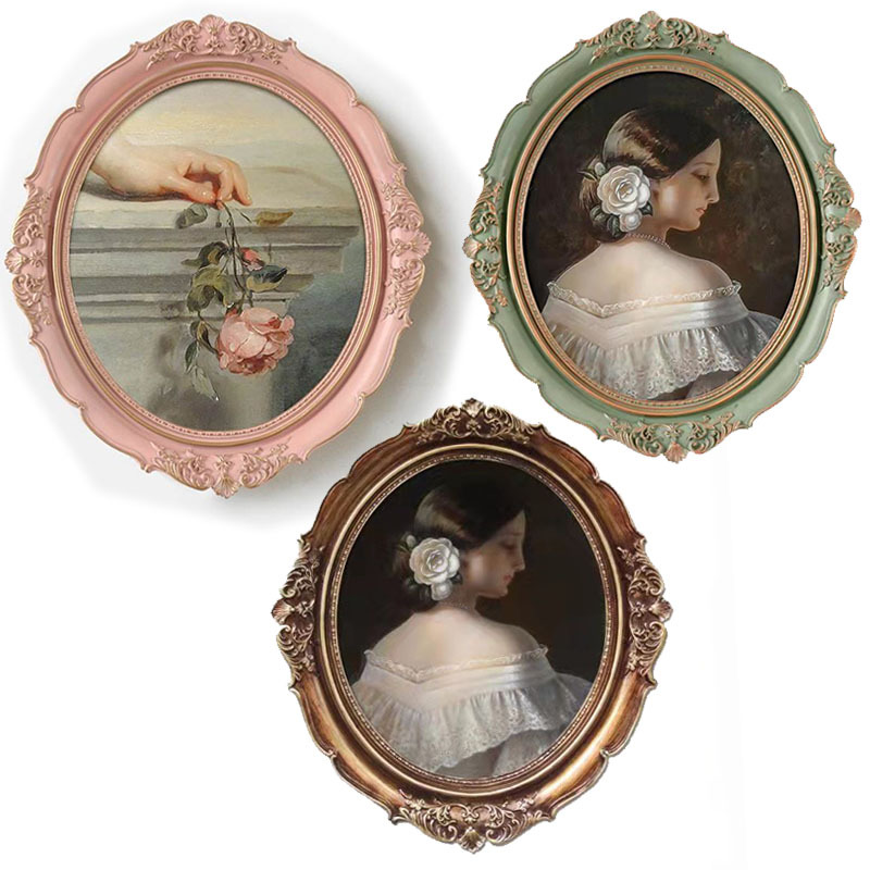 12inch Vintage Photo Frame Wall Hanging French Oval Picture Frame Tabletop European Style Living Room Photo Wall Decoration Mural Hanging Painting 12inch Vintage Photo Frame Wall Hanging French Oval Picture Frame Tabletop European Style Living Room Photo Wall Decoration Mural Hanging Painting