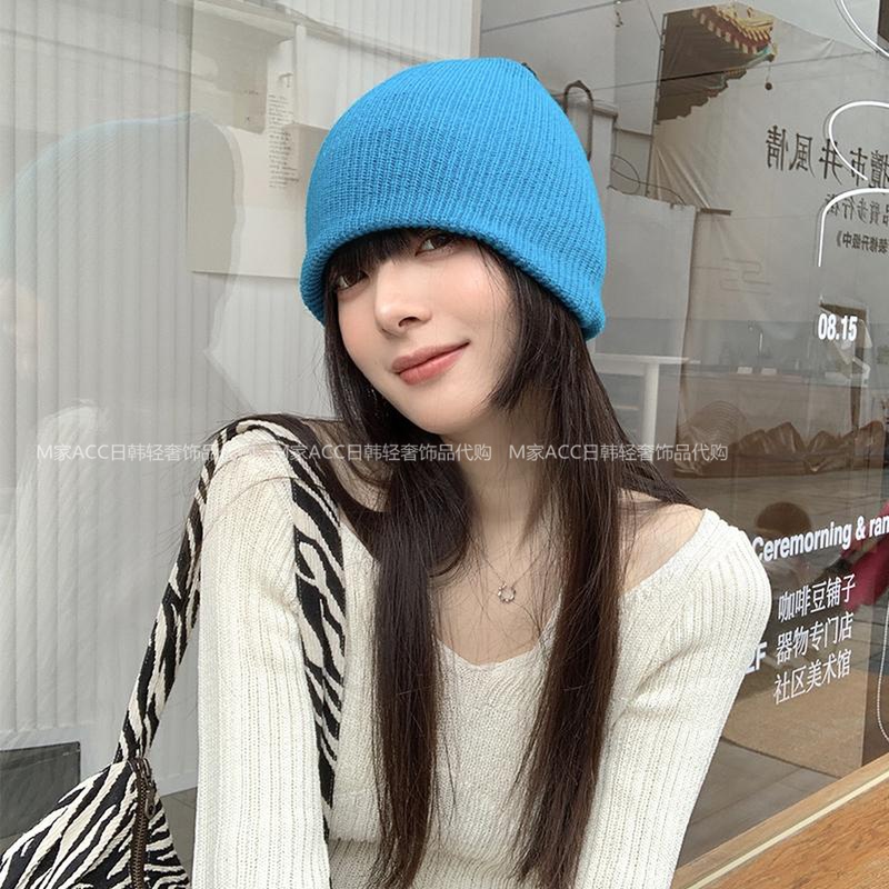 Cap Children Autumn winter Korean version Daily series 100 hitch hat tide Korea protective ear warm net red blue knitted hat cold hat