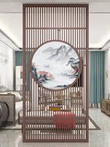 New Chinese Screen Customized solid wood partition wall decoration hollowed-out Xuanguan Entrance Living Room Office Hotel Entrance Screen Grilles